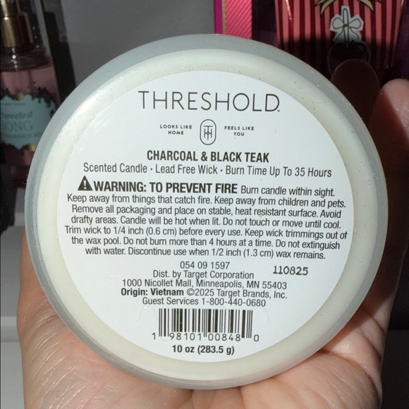 Threshold Charcoal & Black Teak Candle with Gold Lid - Picture 3 of 4